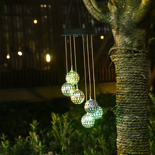 🌞Chikalabs Solar Metal Orb Wind Chime Mobile - Rainbow Color Changing LED Lights