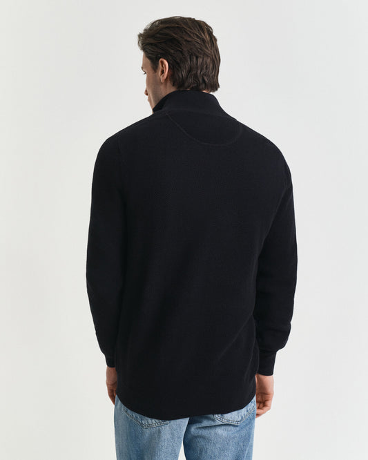 Cotton Piqué Half-Zip Sweater