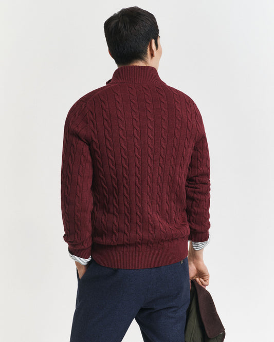 Cotton Cable Knit Half-Zip Sweater