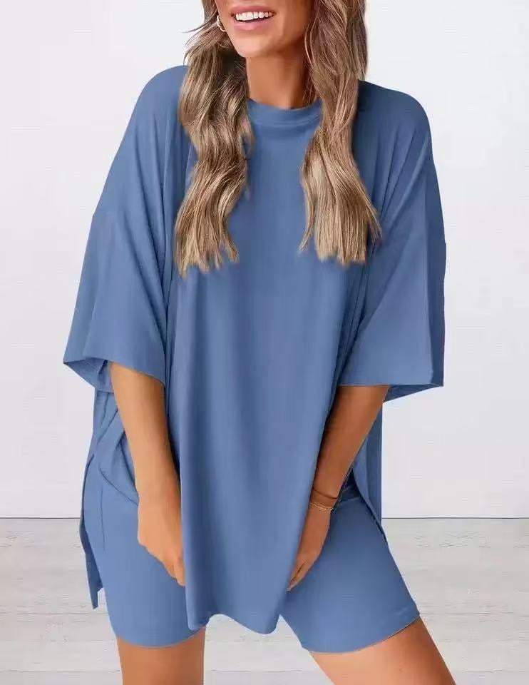 🔥Last Day 49% OFF - Women's Oversized Casual T-Shirt Shorts Suit Stretch Two-Piece Set