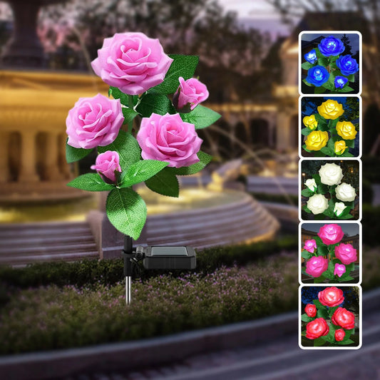 [🏆49% OFF]Chikalabs Garden Rose Solar Flower Stake Lights