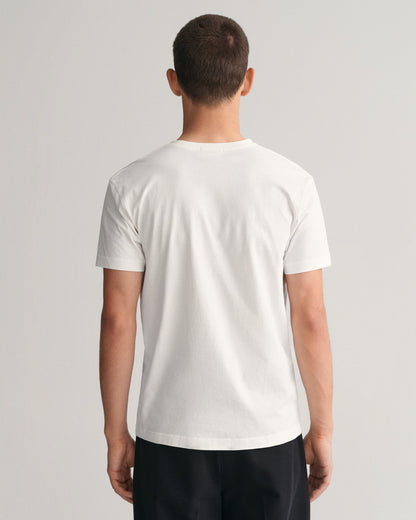 Men's Slim Fit Shield V-Neck T-Shirt - WHITE