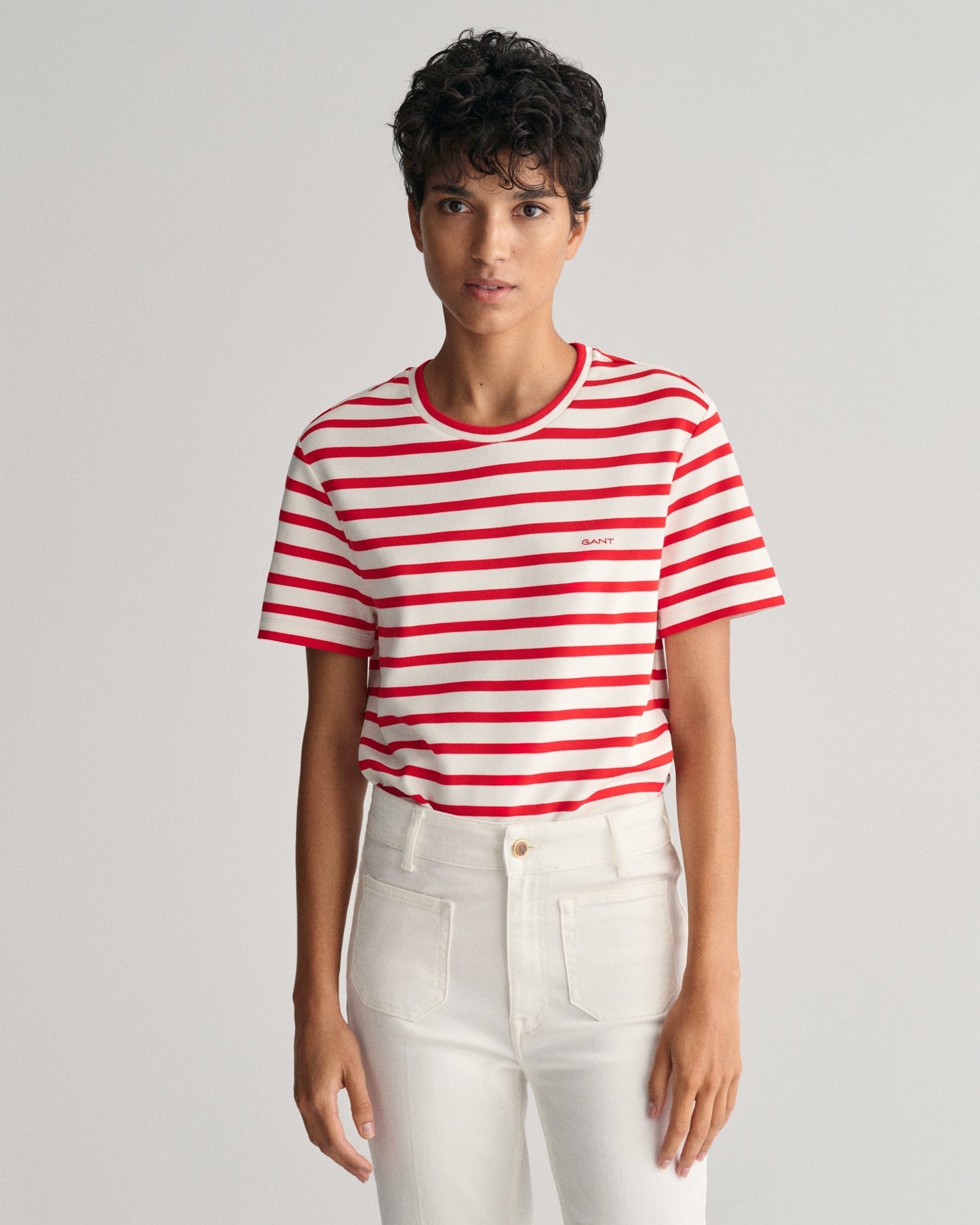 Women's Striped T-Shirt - BRIGHT RED