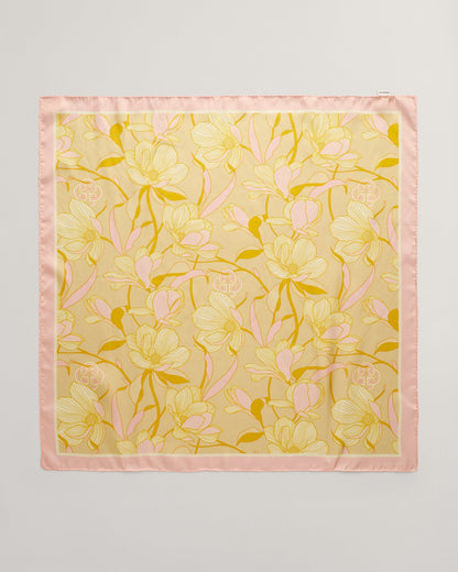 Women's Magnolia Print Silk Scarf - DUSTY YELLOW