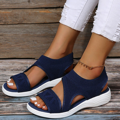 Women Summer Casual Shoes Hollow Peep Toe Mesh Platform Sandals