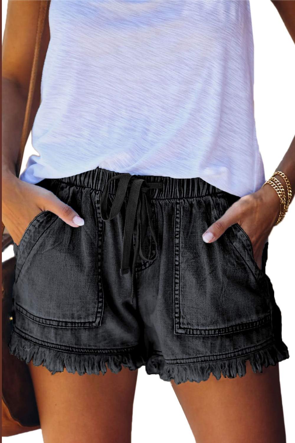 Womens Lightweight Shorts Casual Baggy Trendy Short Pants Elastic Waist Drawstring Comfy Shorts