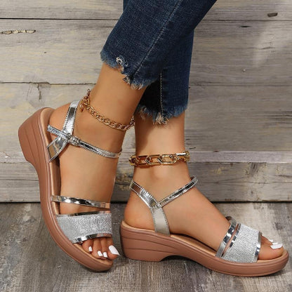 Women Summer 2025 Shoes Rhinestone Peep-toe Sandals