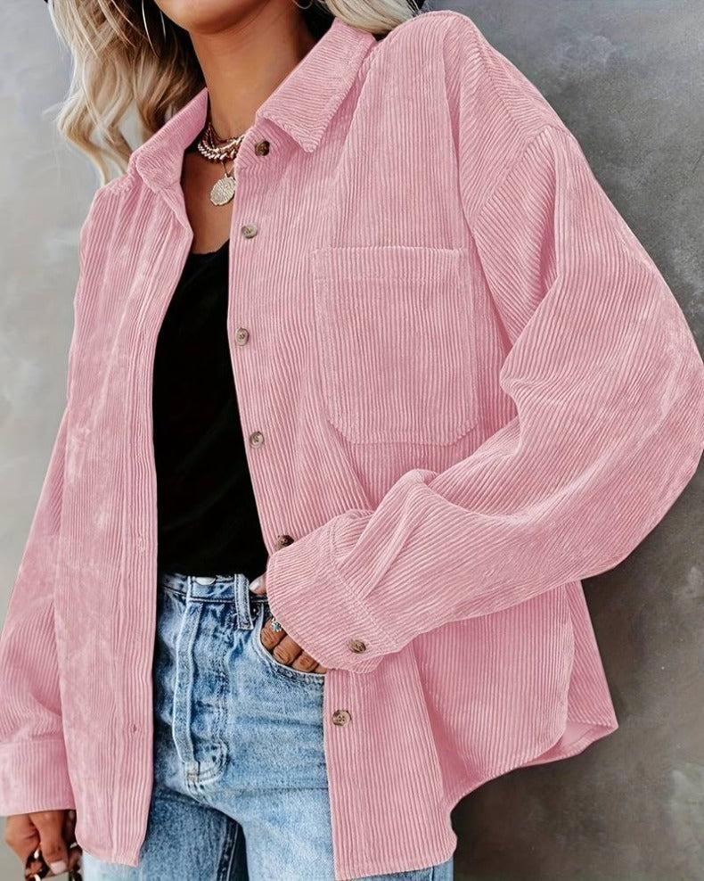 Women Fall/Winter Vintage Casual Velvet Shirt Long Sleeve Blouse