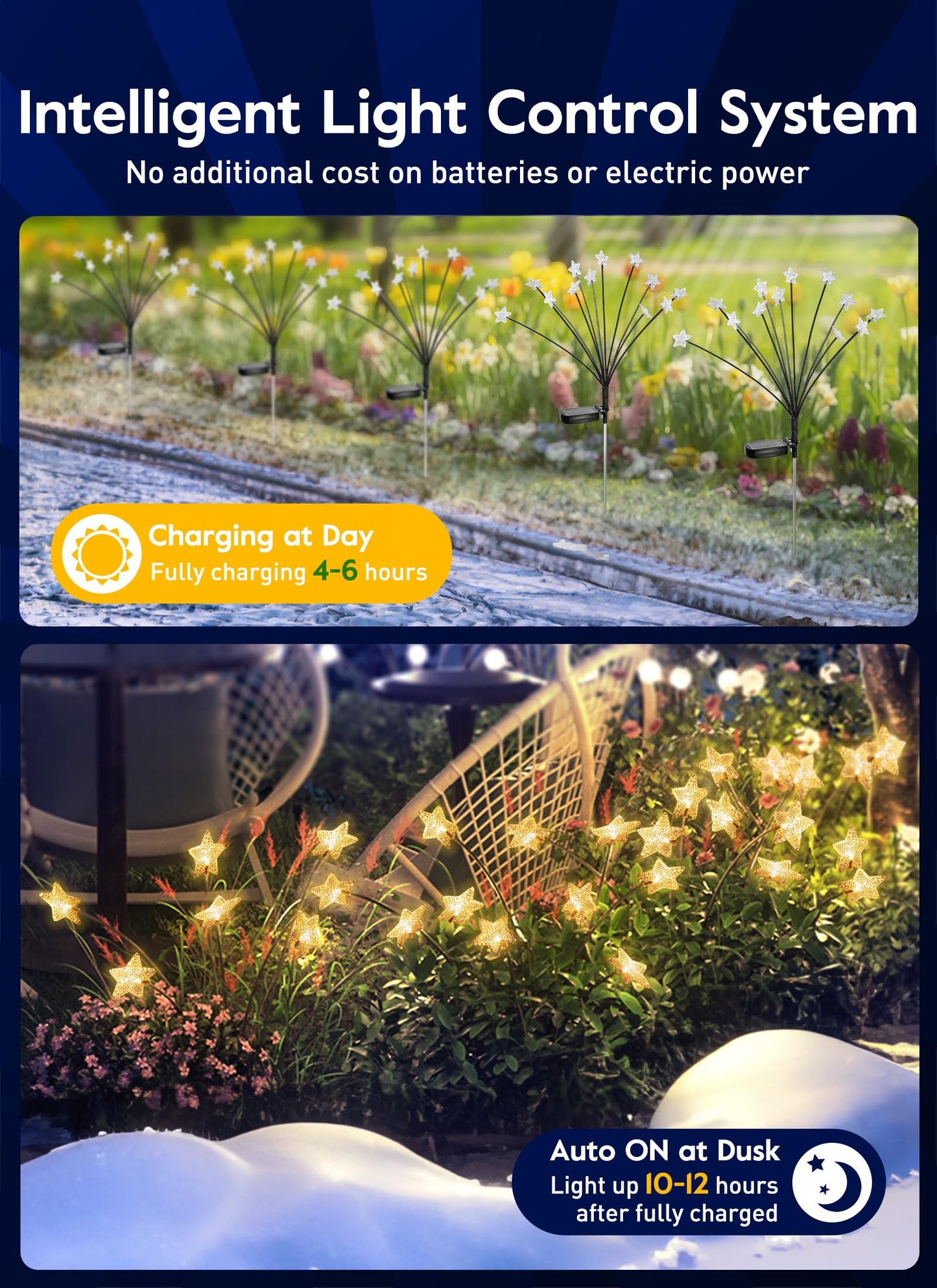 💐Chikalabs Garden Solar Garden Lights, 2 Lighting Modes