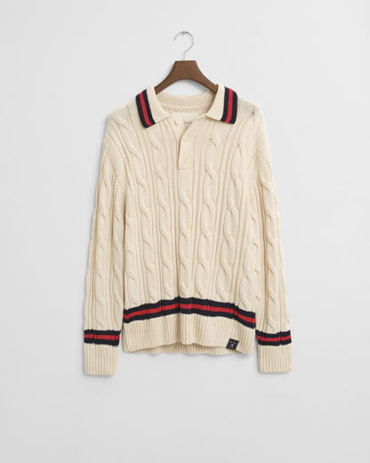 Cable Knit Polo Sweater
