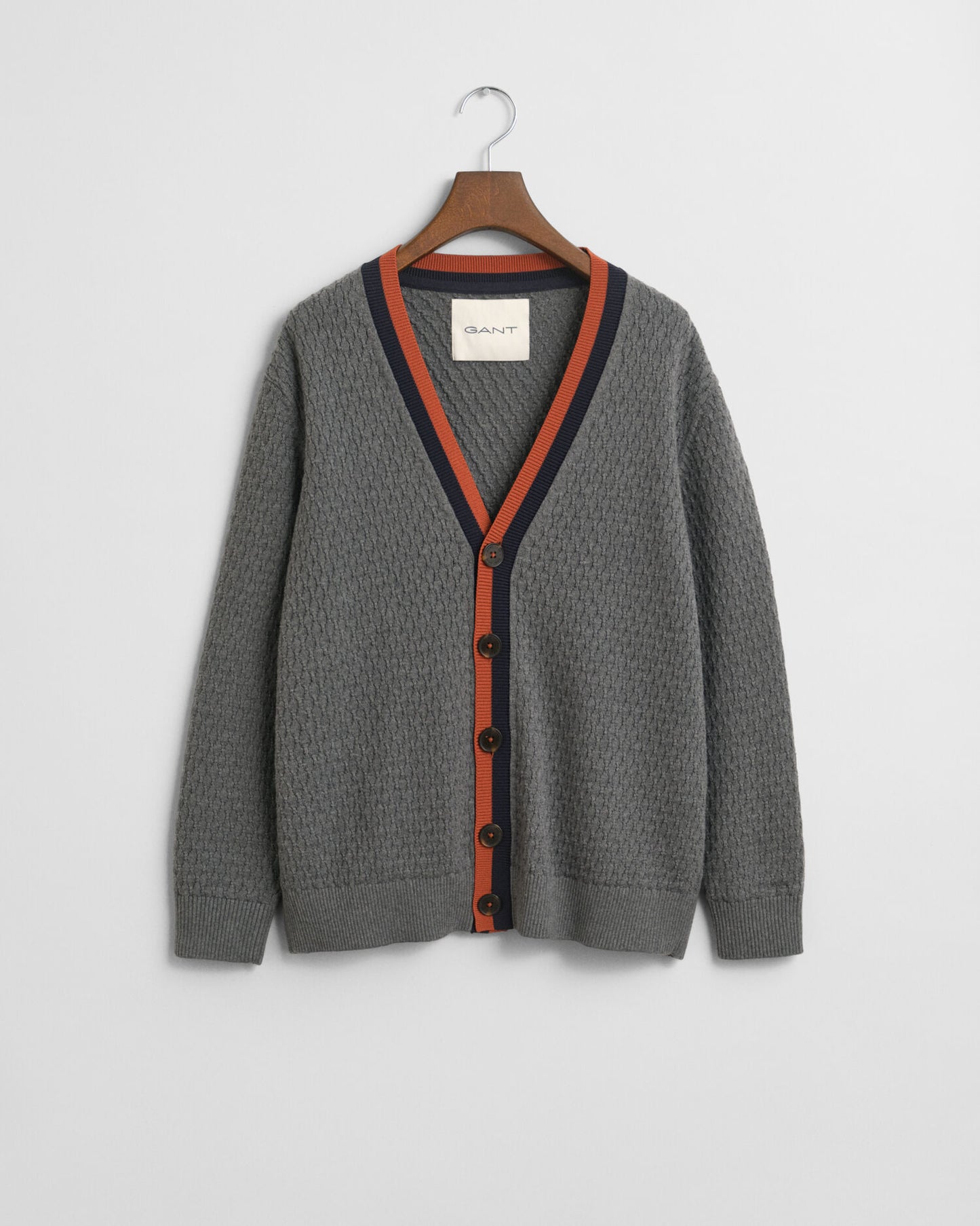 Textured Cotton Contrast Cardigan