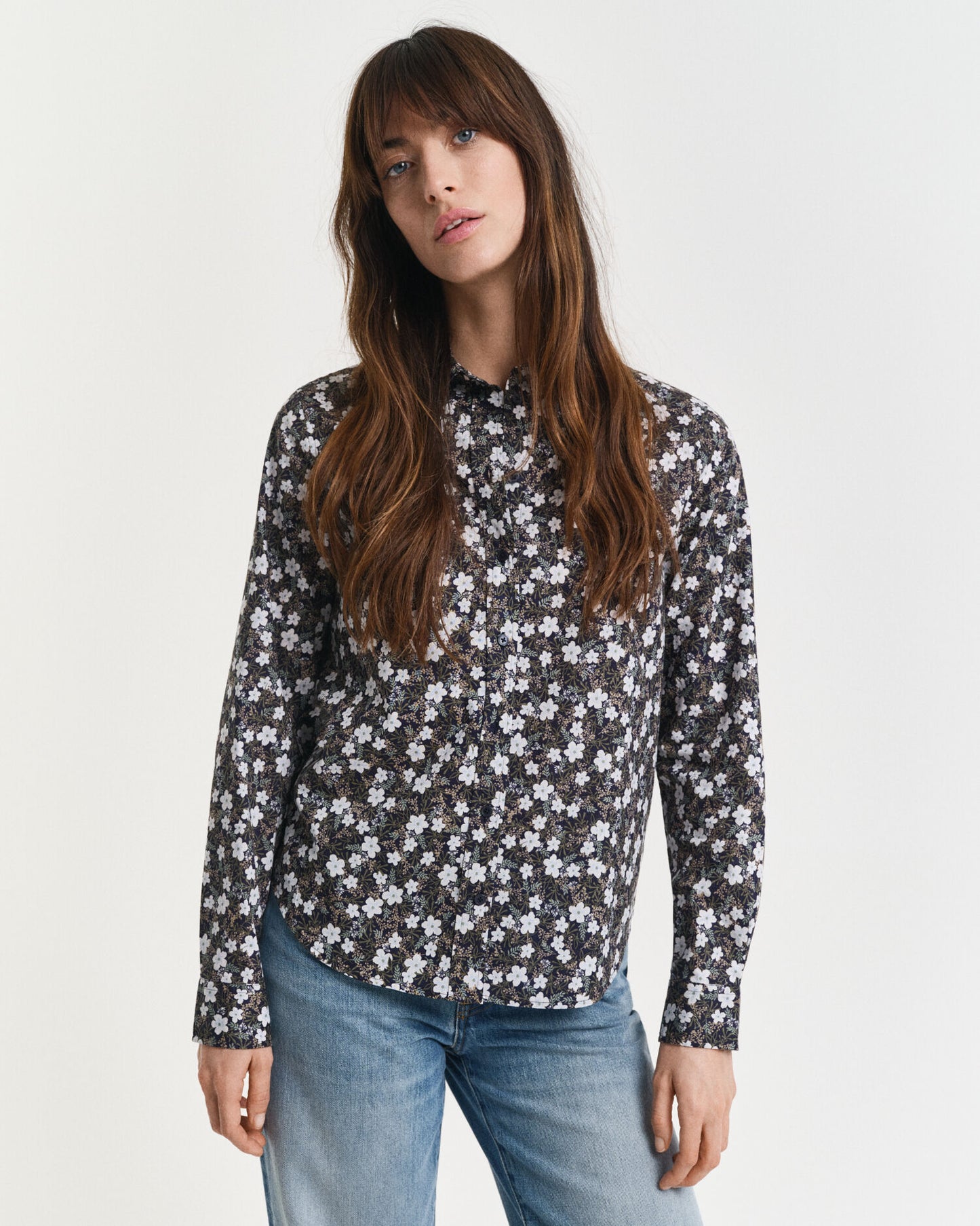 Regular Fit Floral Print Cotton Voile Shirt