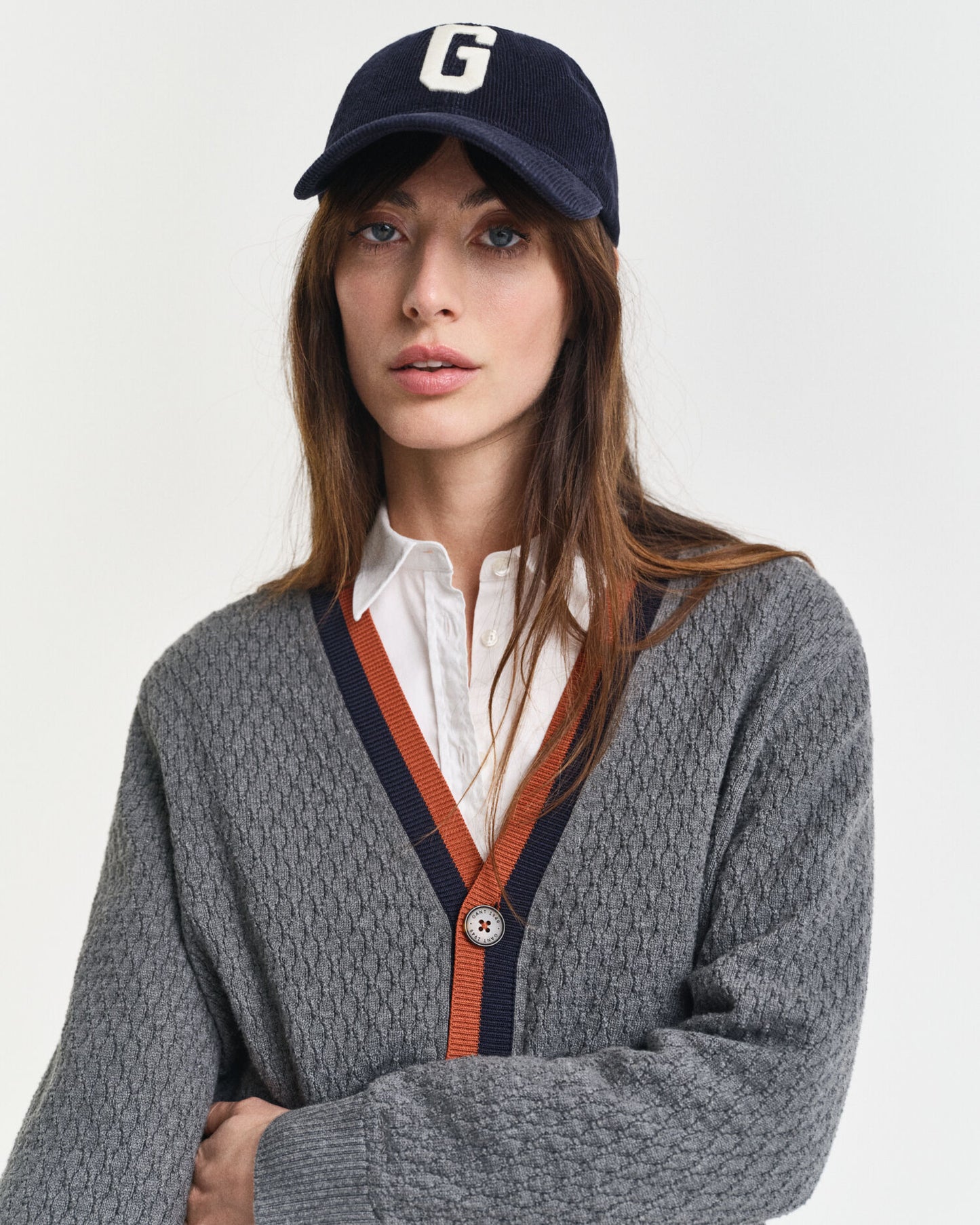 Textured Cotton Contrast Cardigan