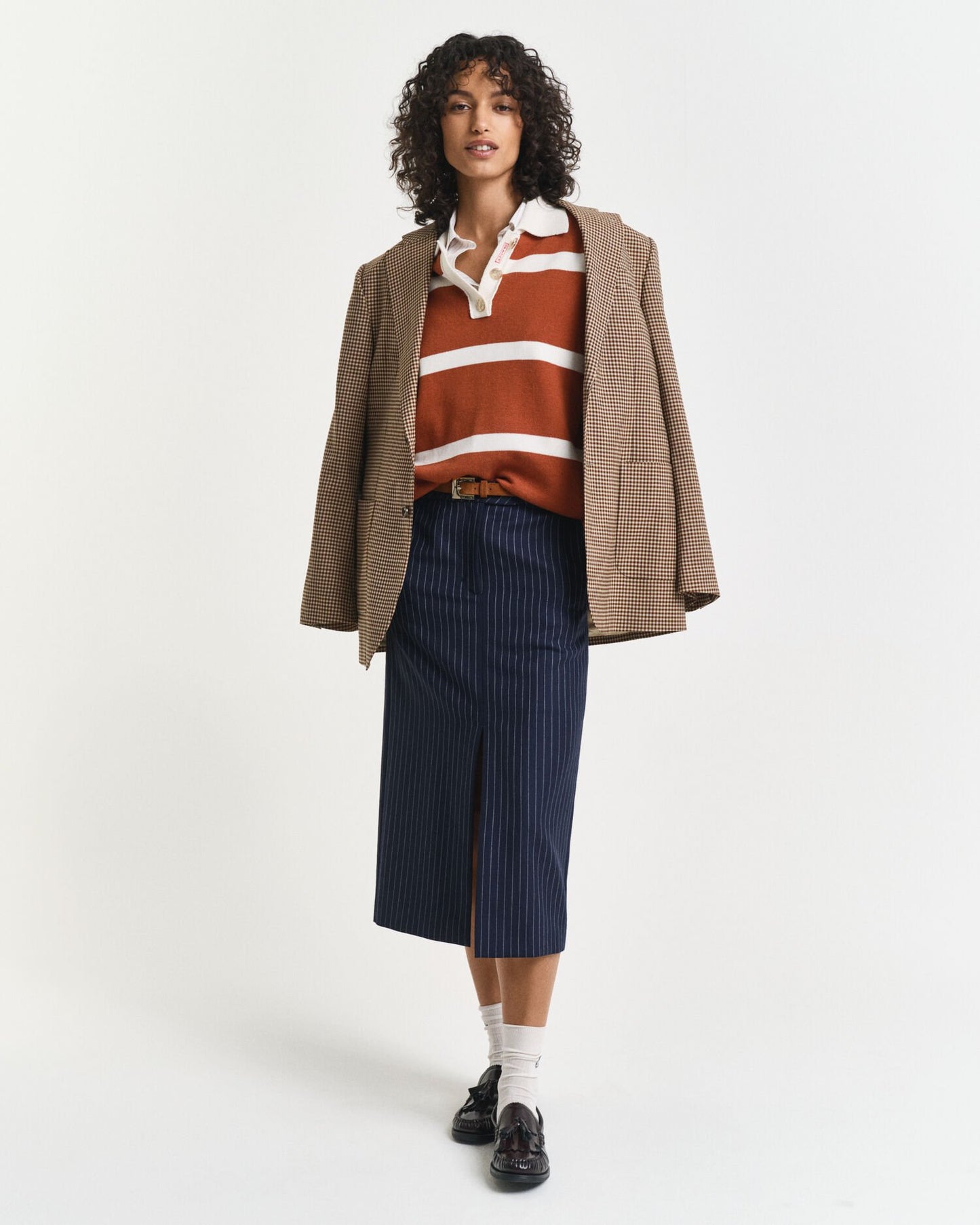 Pinstriped Midi Skirt