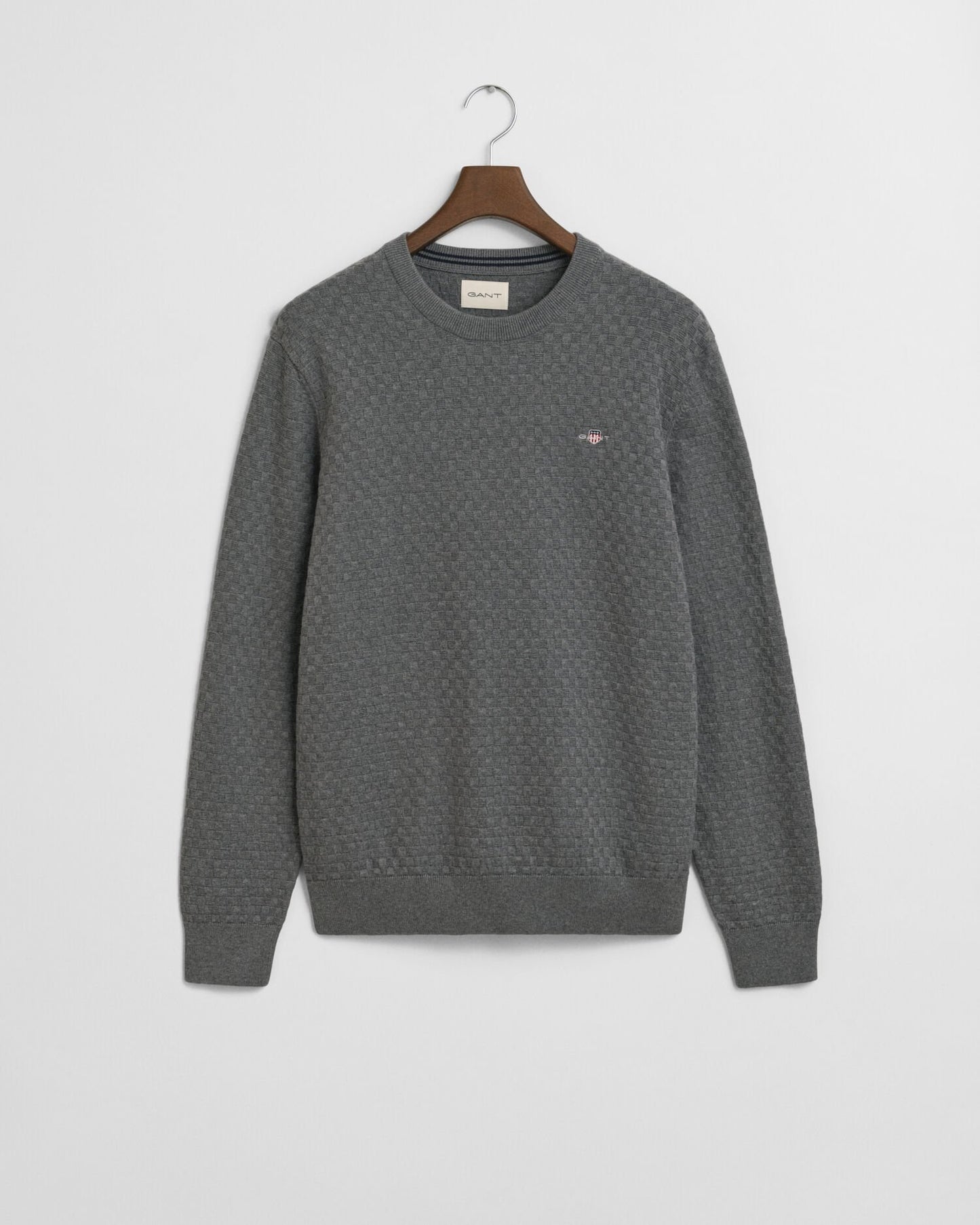 Micro Textured Crew Neck Sweater