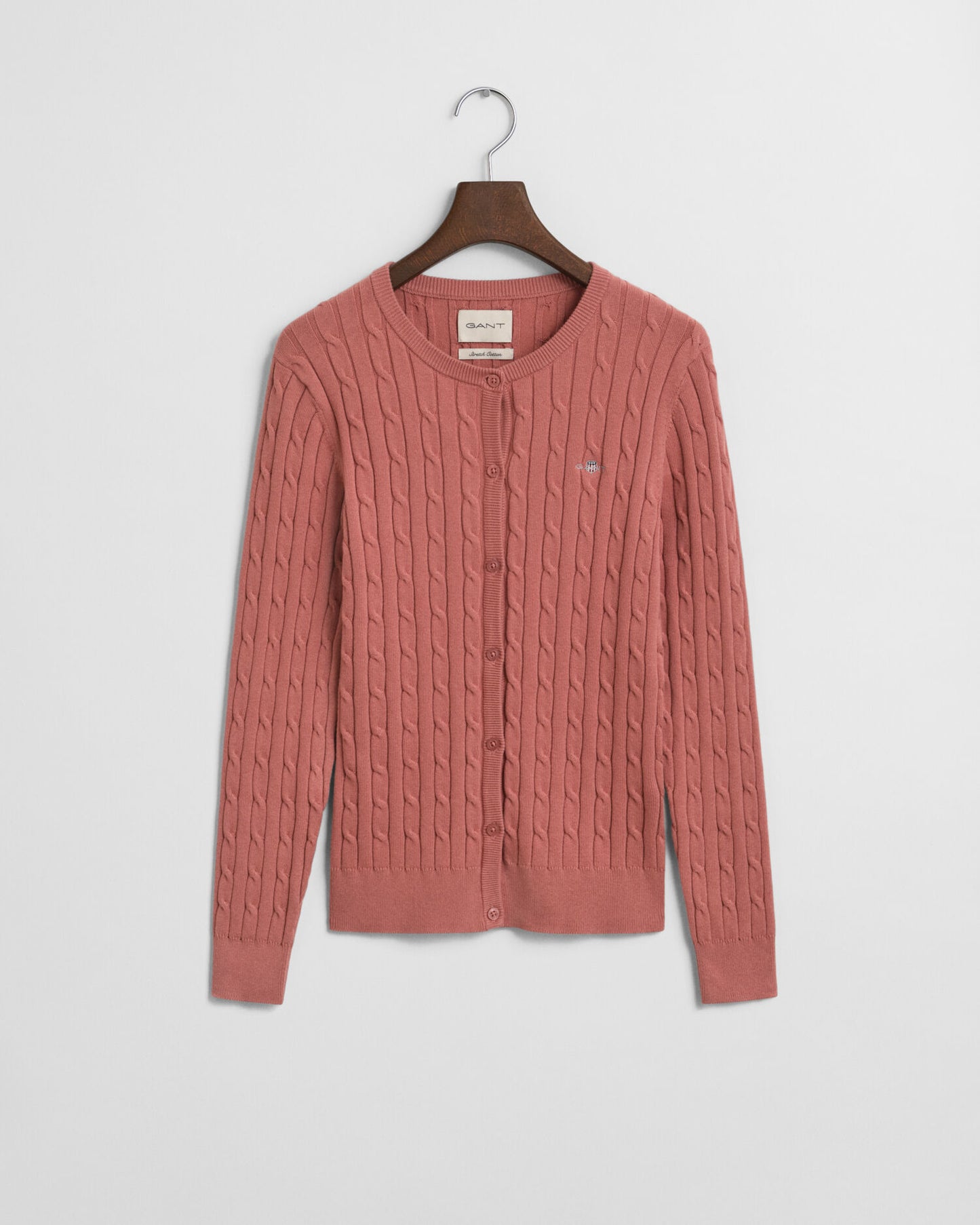 Stretch Cotton Cable Knit Cardigan