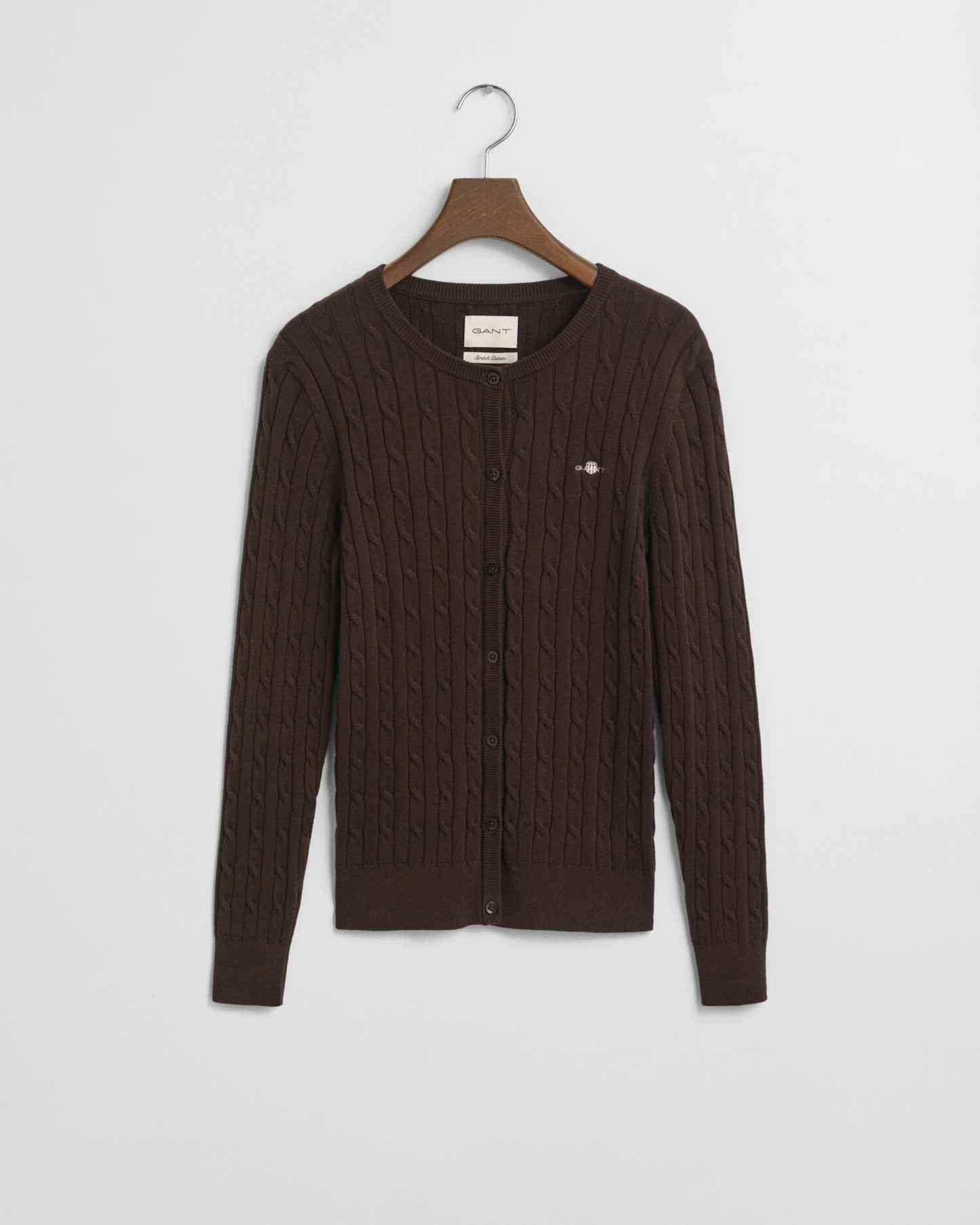 Stretch Cotton Cable Knit Cardigan