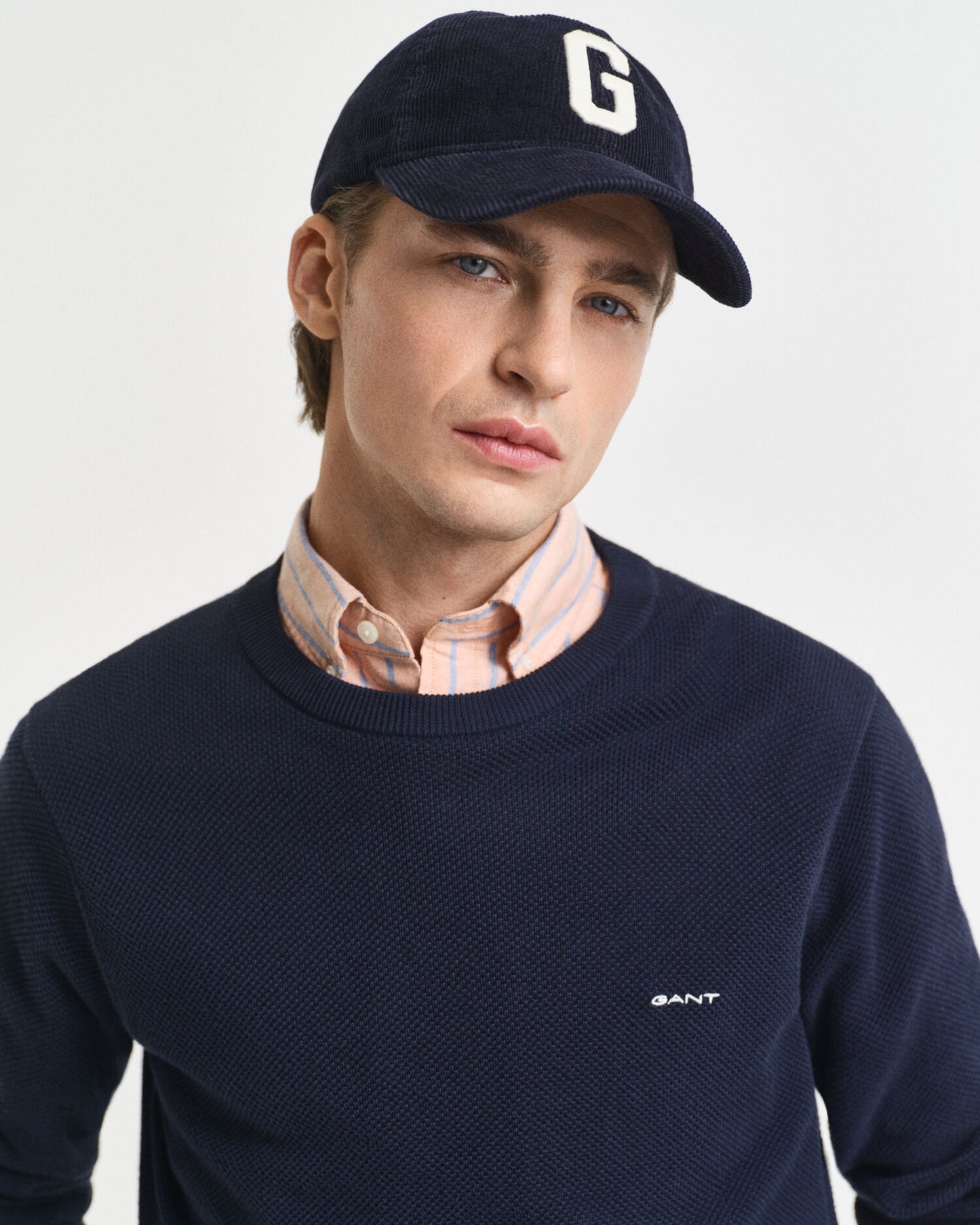 Cotton Piqué Crew Neck Sweater