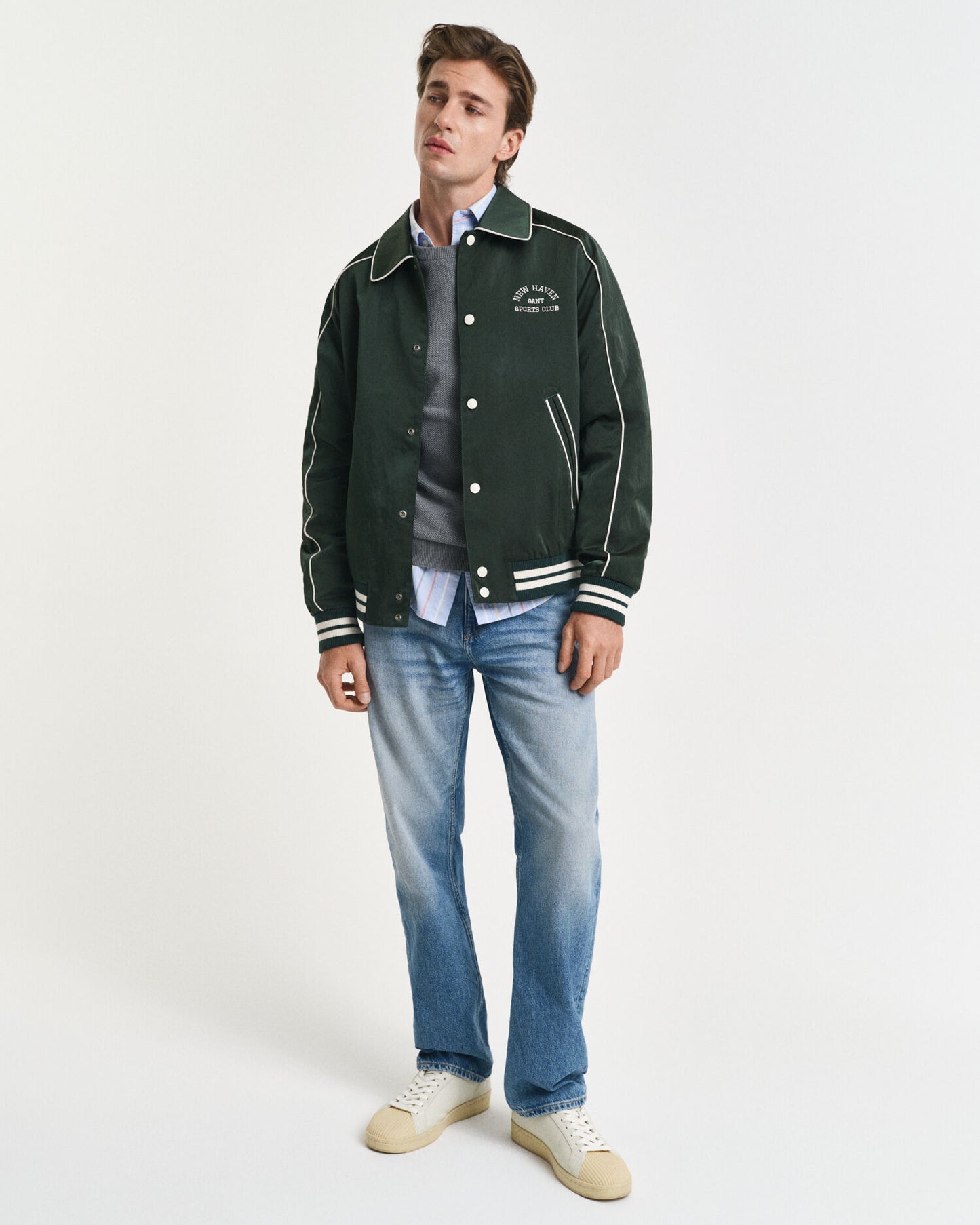 Cotton Piqué Crew Neck Sweater