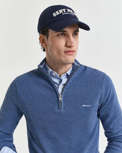 Cotton Piqué Half-Zip Sweater