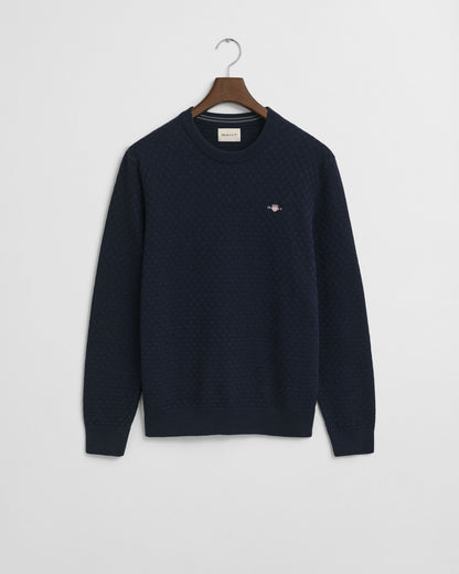Micro Textured Crew Neck Sweater
