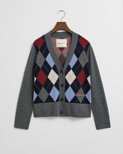 Argyle V-Neck Cardigan