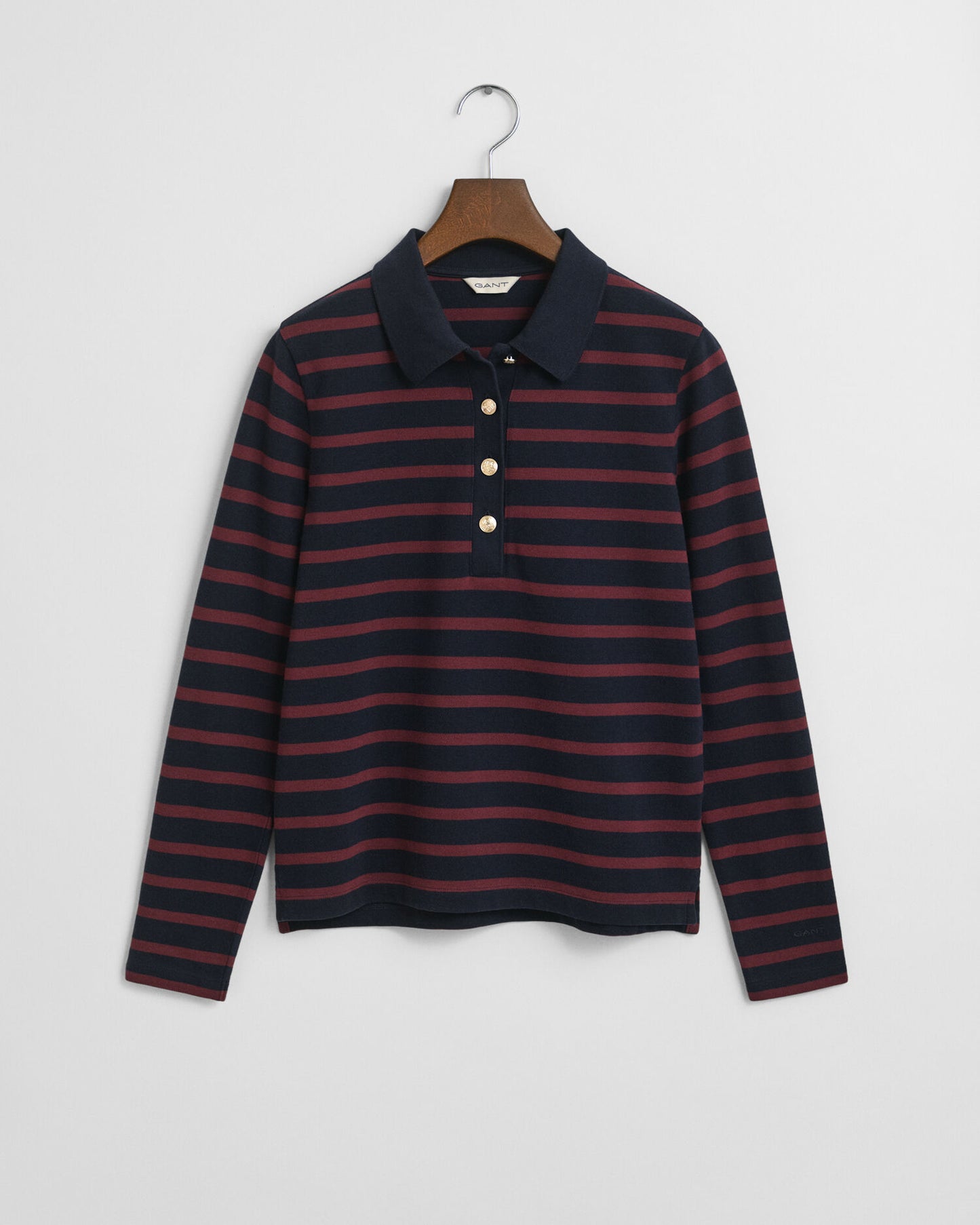 Breton Striped Long Sleeve Piqué Polo Shirt