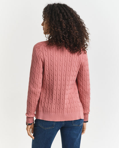 Stretch Cotton Cable Knit Cardigan