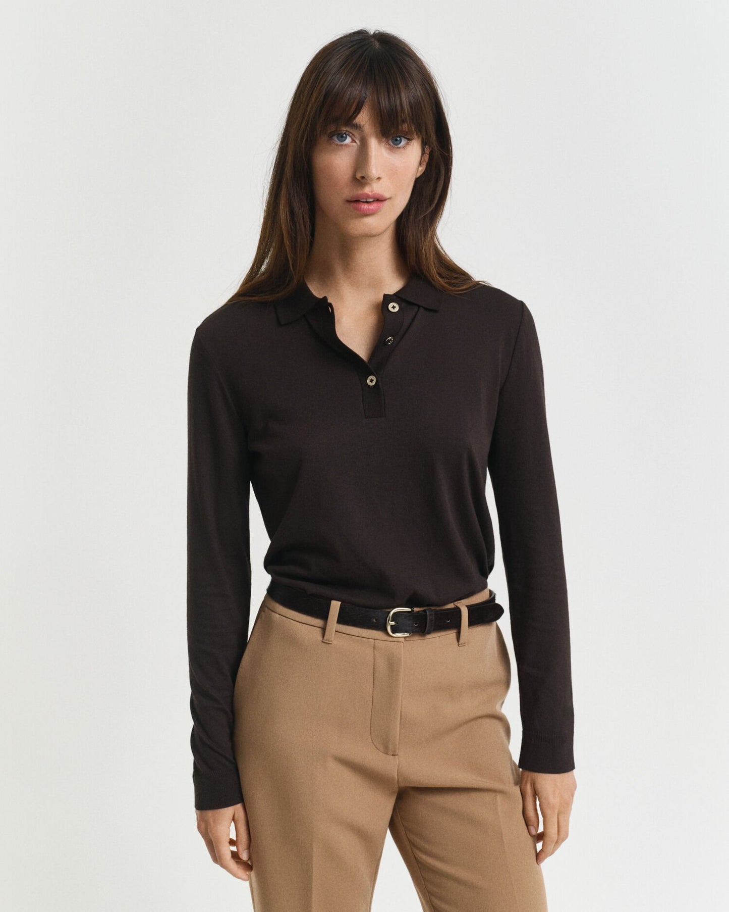 Seamless Buttoned Long Sleeve Polo Shirt