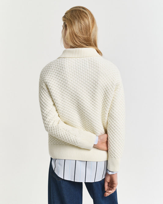 Textured Cotton Half-Zip Sweater
