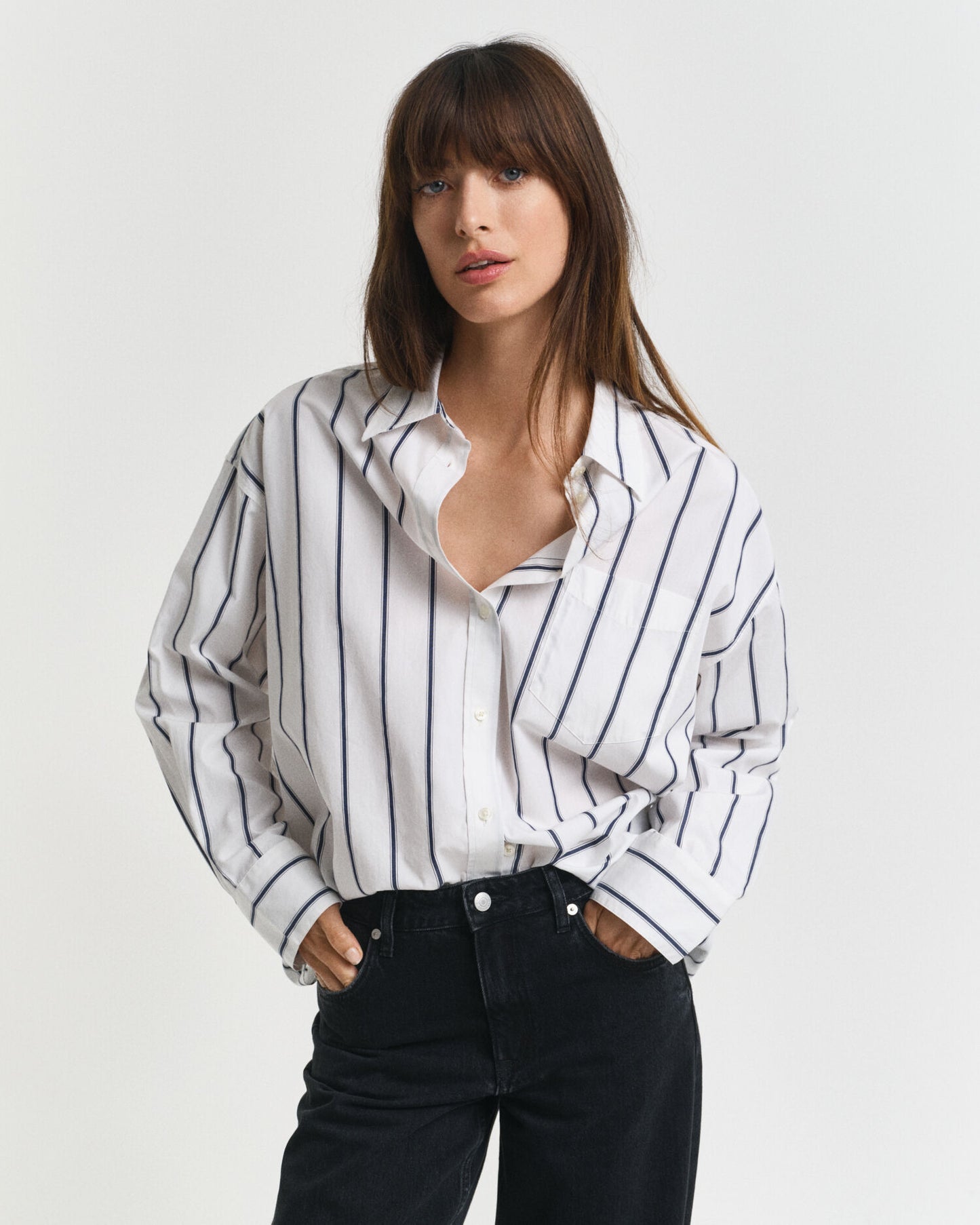 Oversized Classic Striped Poplin Shirt
