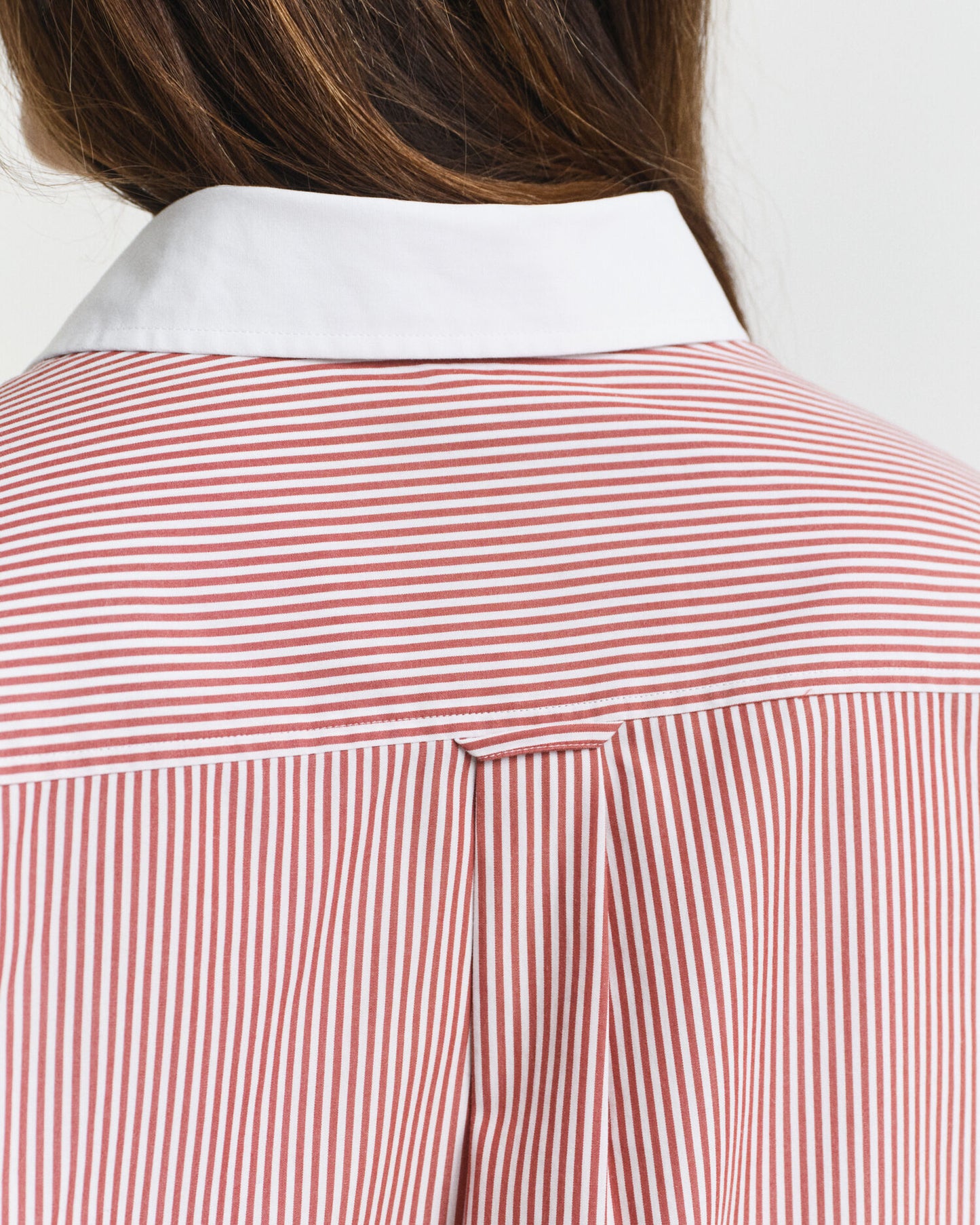 Oversized Contrast Collar Striped Shirt