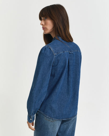 Regular Fit Puff Sleeve Denim Shirt