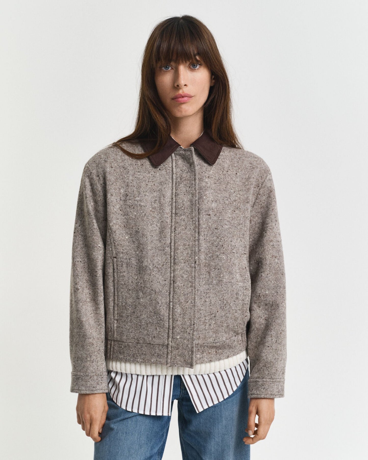 Contrast Collar Wool Jacket