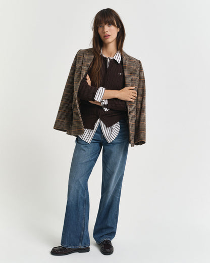 Stretch Cotton Cable Knit Cardigan