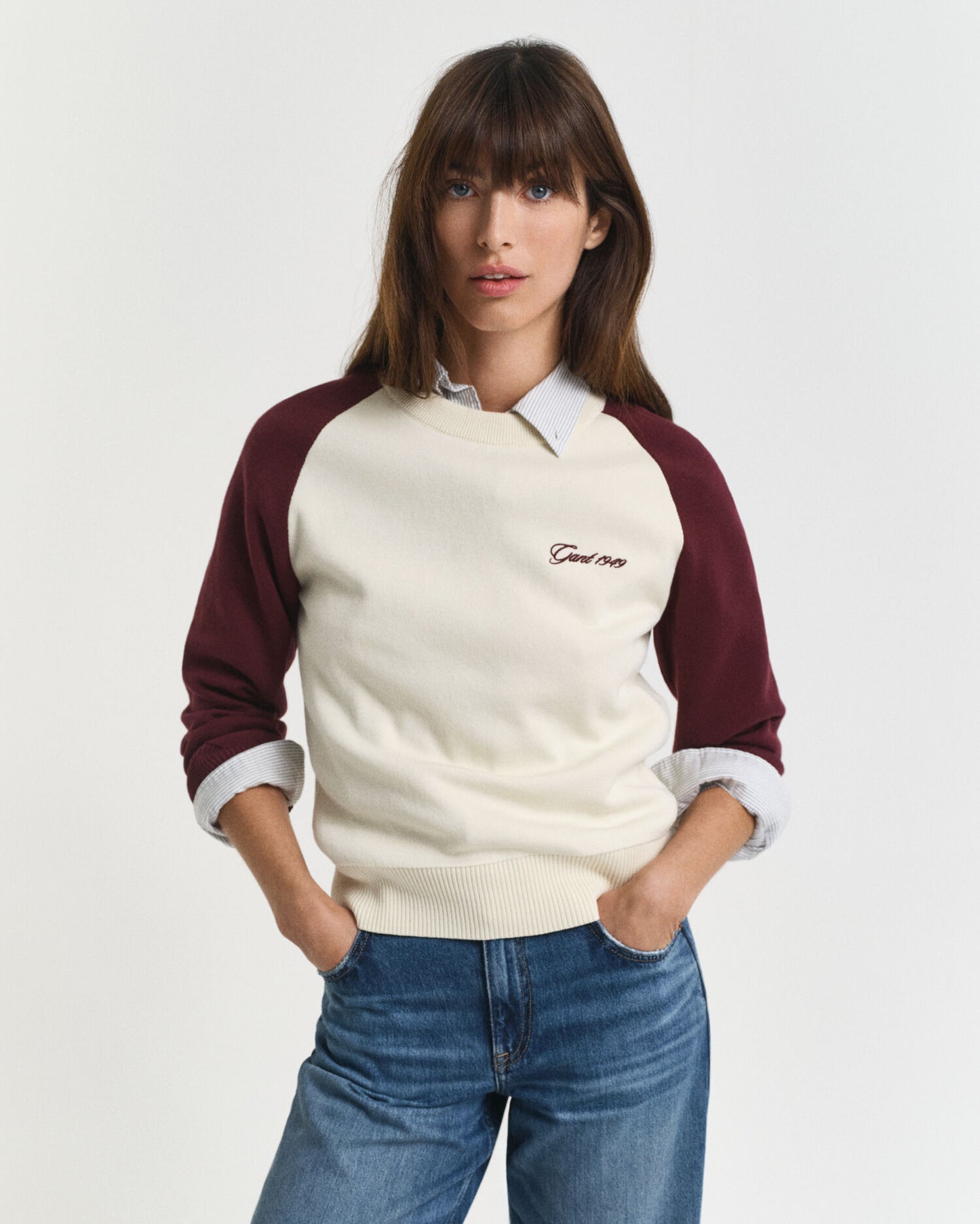 Color Blocked Crew Neck Sweater