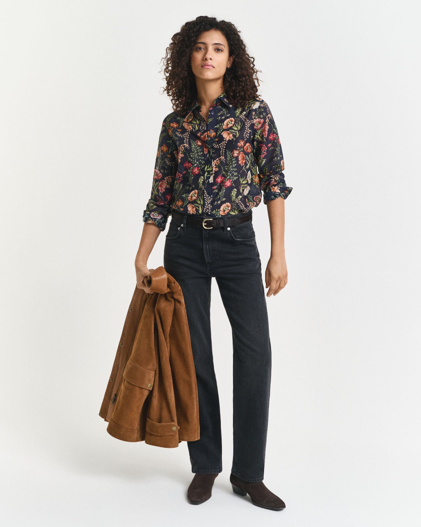 Regular Fit Floral Printed Cotton Silk Shirt