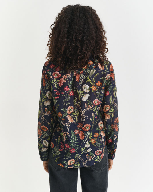 Regular Fit Floral Printed Cotton Silk Shirt