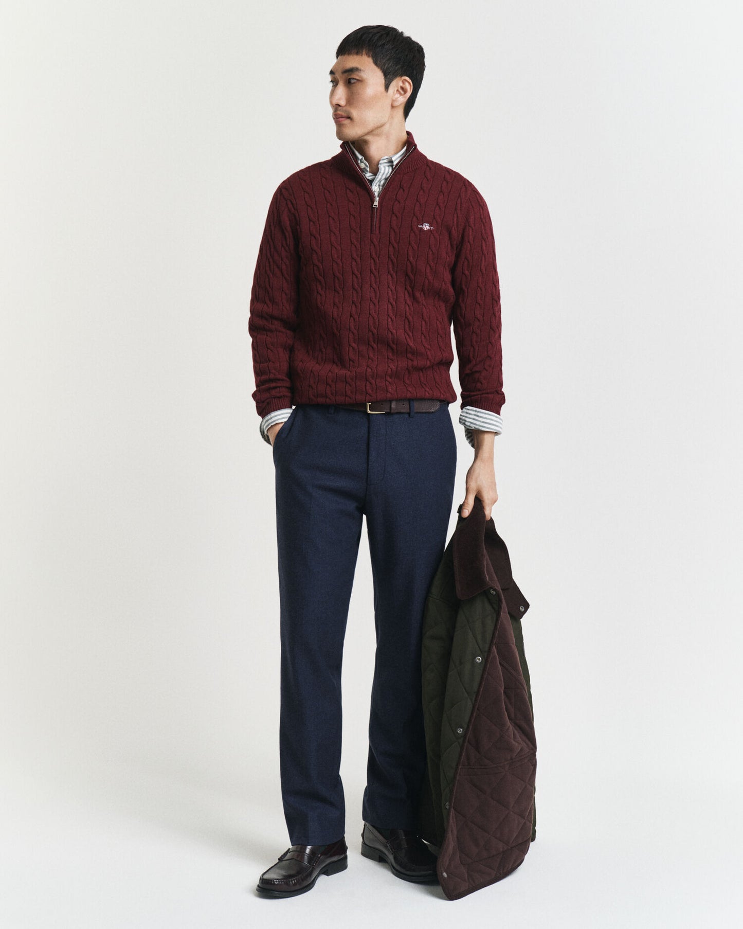 Cotton Cable Knit Half-Zip Sweater