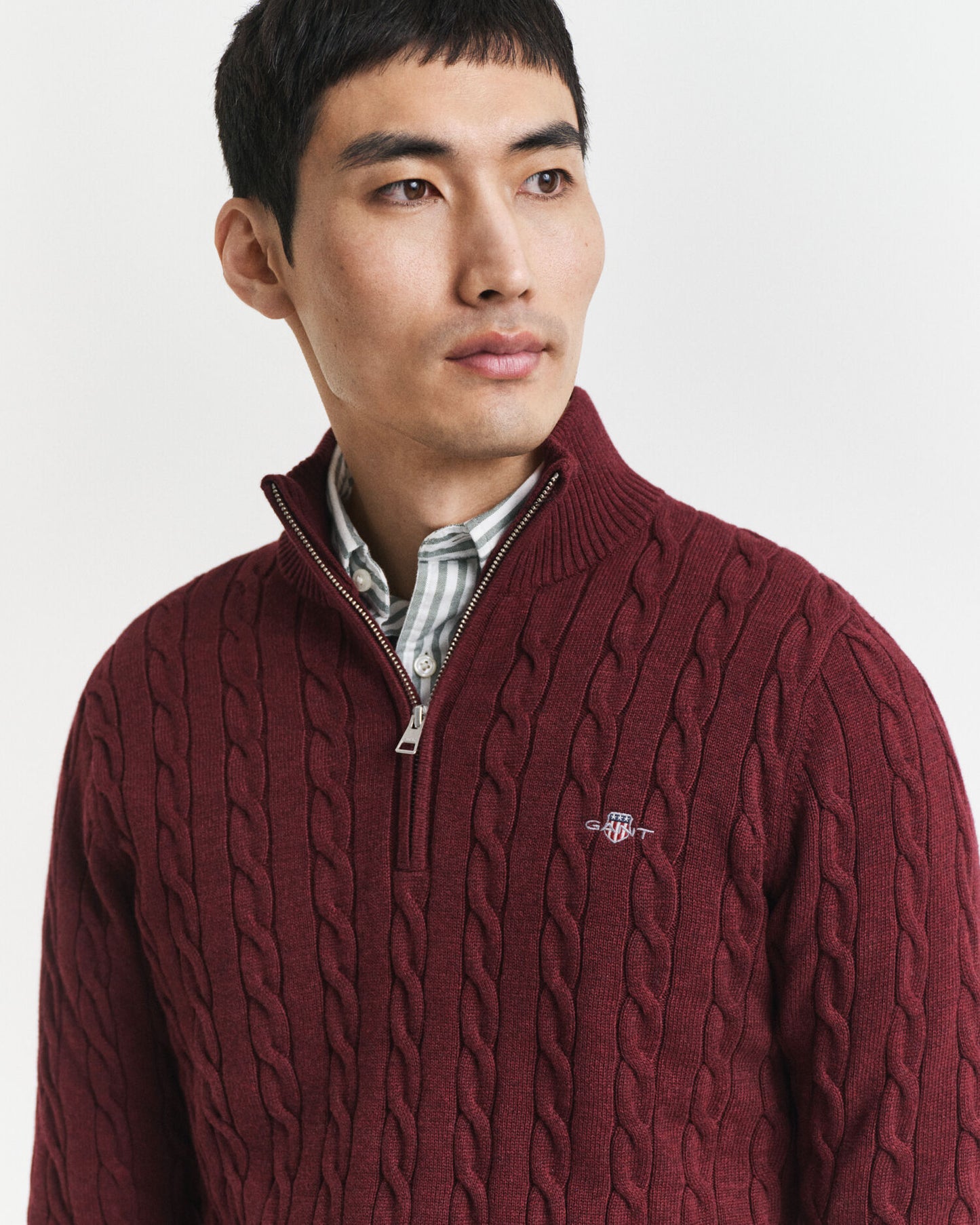 Cotton Cable Knit Half-Zip Sweater