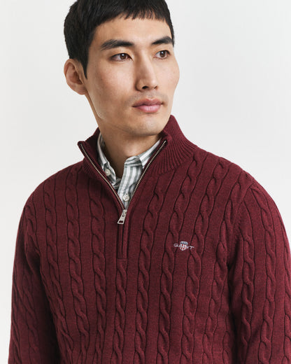 Cotton Cable Knit Half-Zip Sweater