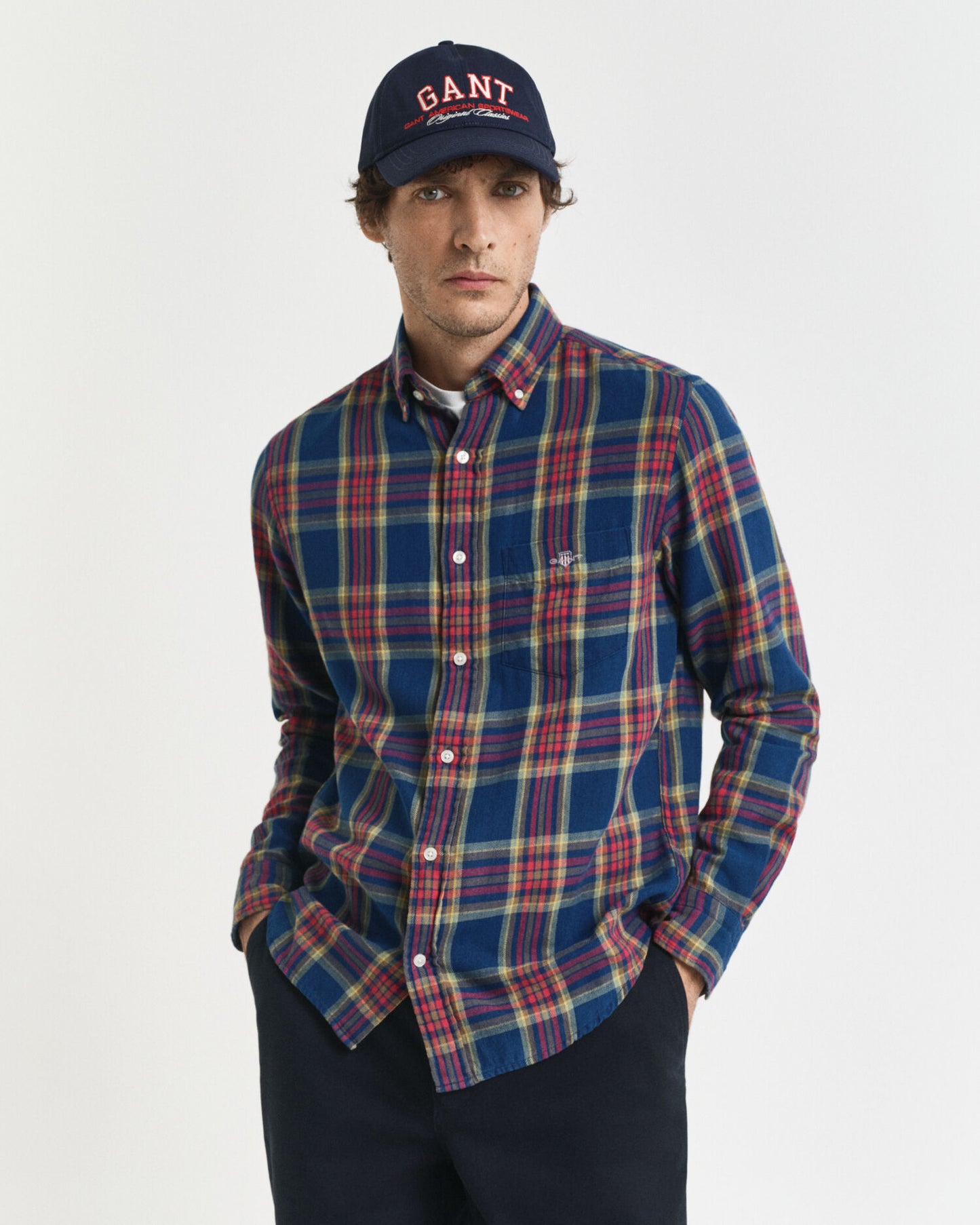 Regular Fit Checked Indigo Twill Shirt