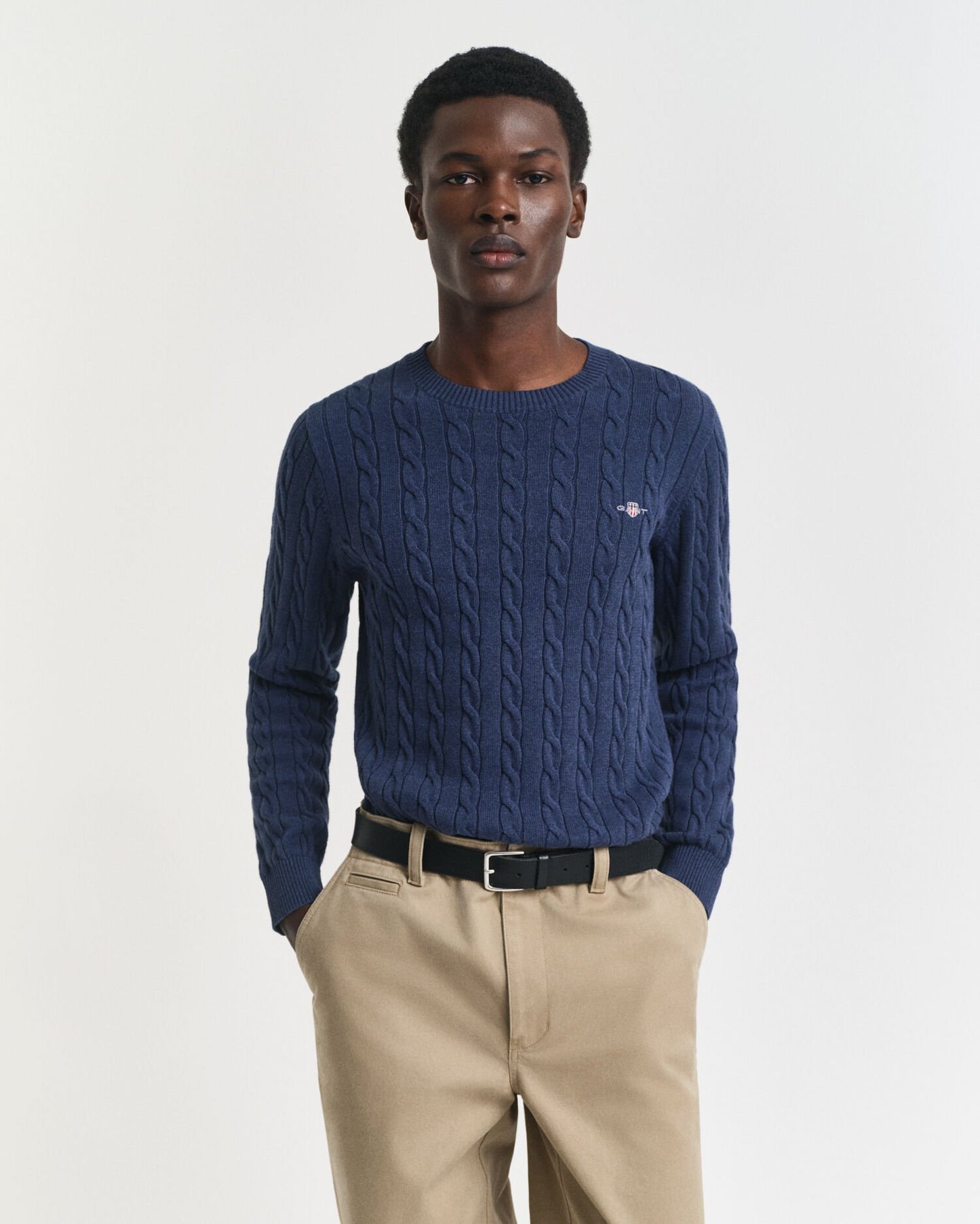 Cotton Cable Knit Crew Neck Sweater