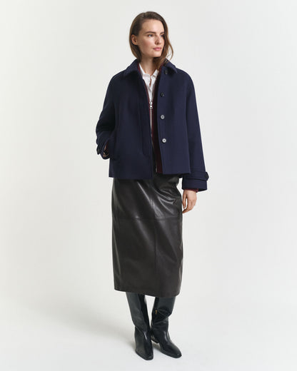 Wool Blend Short Car Coat