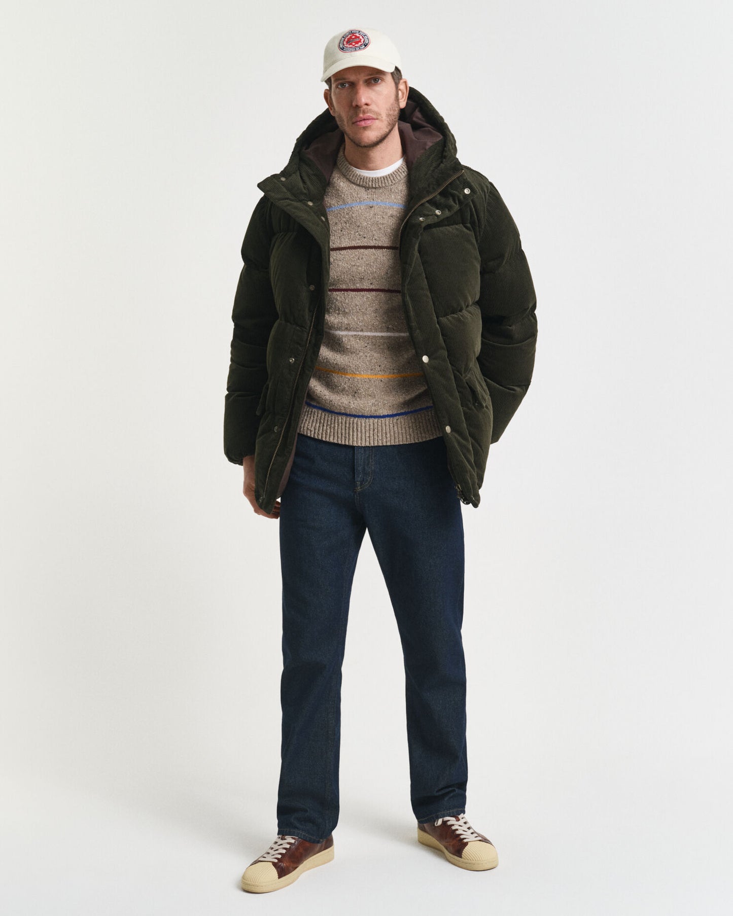 Striped Wool Blend Nepps Crew Neck Sweater