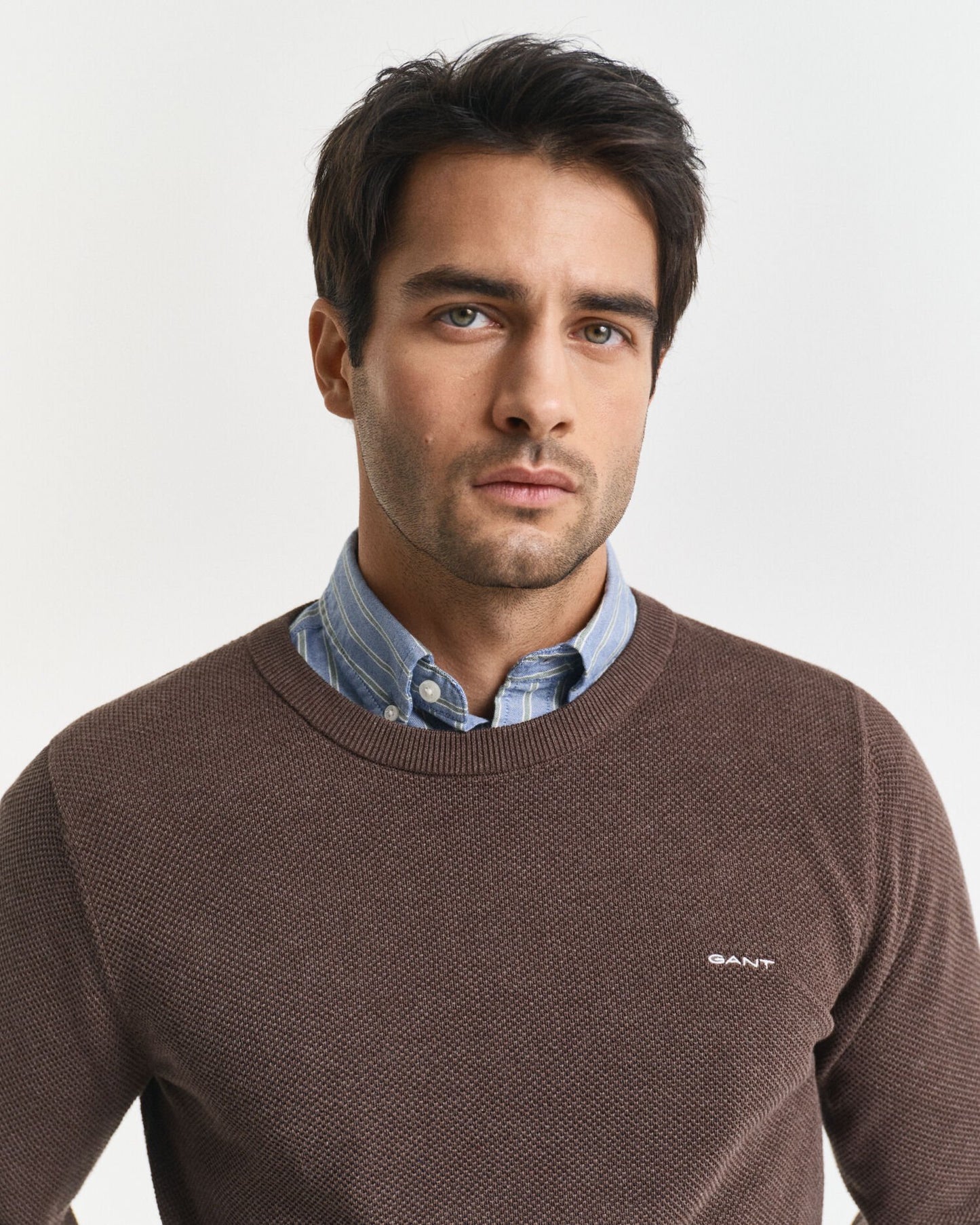 Cotton Piqué Crew Neck Sweater