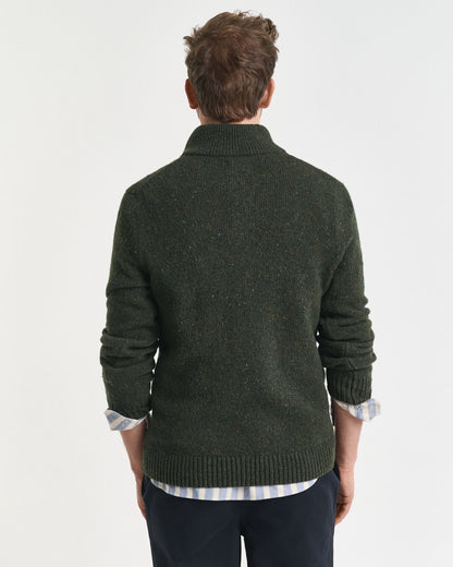 Wool Blend Nepps Half-Buttoned Sweater