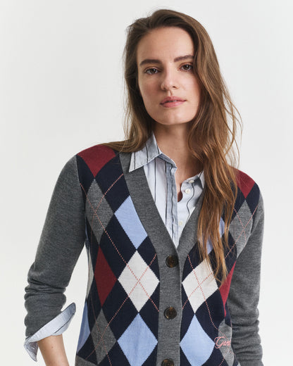 Argyle V-Neck Cardigan