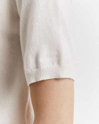 Superfine Lambswool Short Sleeve Crew Neck Sweater