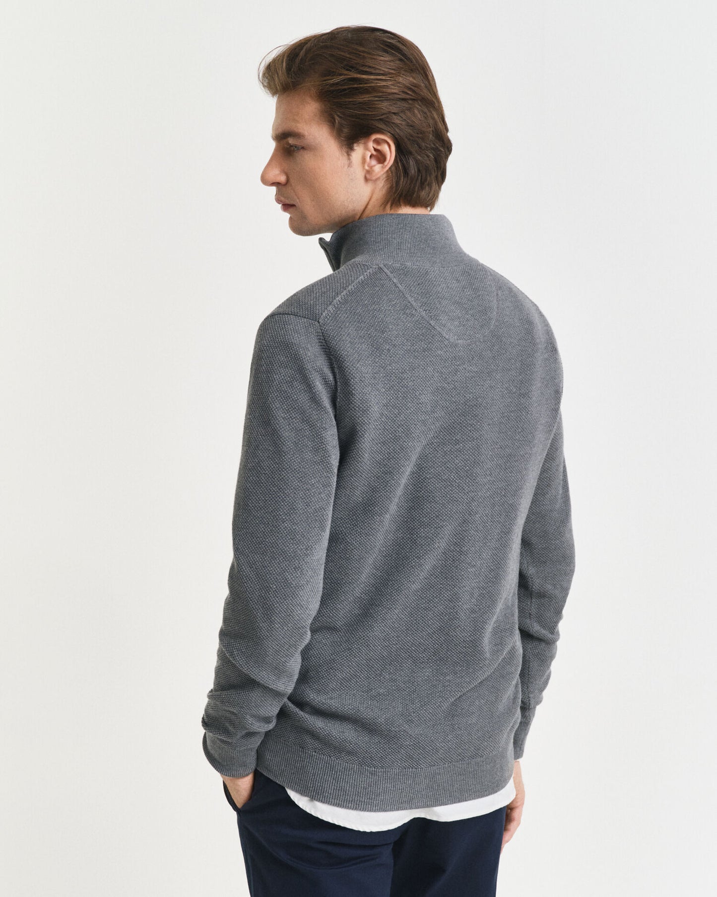 Cotton Piqué Half-Zip Sweater